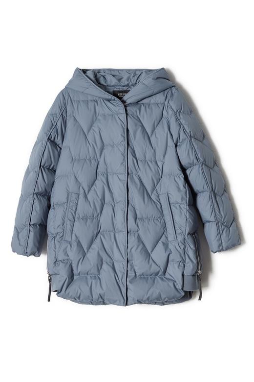 EXUN 灰蓝色绗缝连帽羽绒服 8214 商品图3
