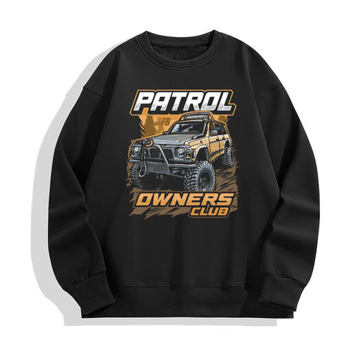 自由基地冬季新款落肩抓绒潮流圆领卫衣情侣套头衣途乐越野车印花 NMT-1923 商品图1