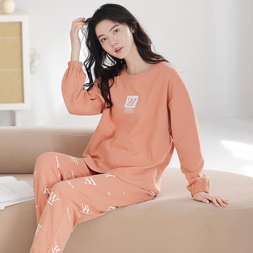 「39套可选！纯棉材质」红腾秋冬简约甜美女睡衣 套头渐变ins风舒适纯棉家居服套装内衣 商品图2