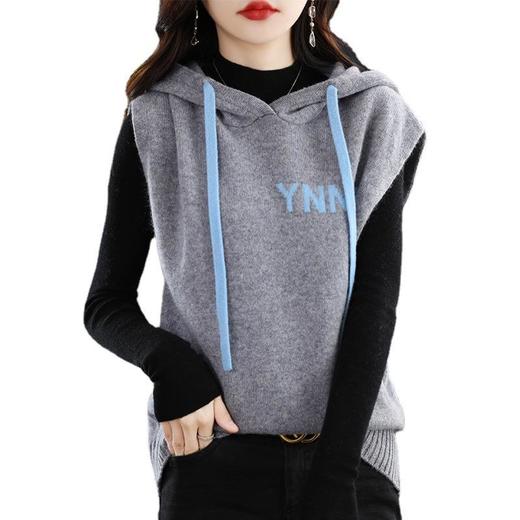 YHSS98030 时尚气质休闲宽松连帽无袖针织马甲背心坎肩 商品图4