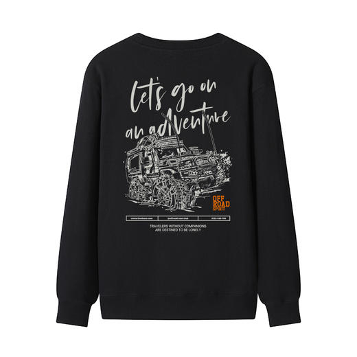 自由基地2022新款套头圆领卫衣白描越野车图案设计印花个性毛圈款 NMT-1918 商品图3