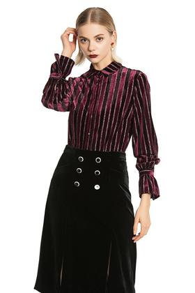 AVA 深紫条纹翻领上衣 4700