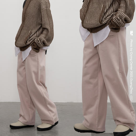 CryingCenter哭喊泪粉色 宽松直筒加绒加厚卫衣裤 裤子居家休闲 商品图1