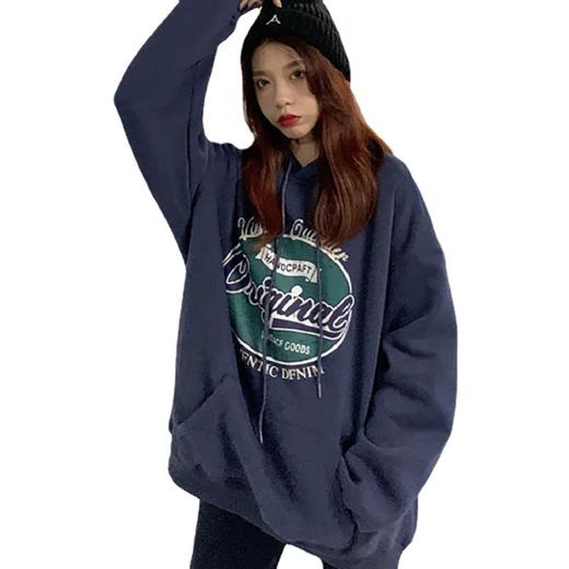 【潮流时尚百搭】新款加绒加厚连帽卫衣女秋季薄绒外套大码打底衫上衣韩国女装外贸 商品图4