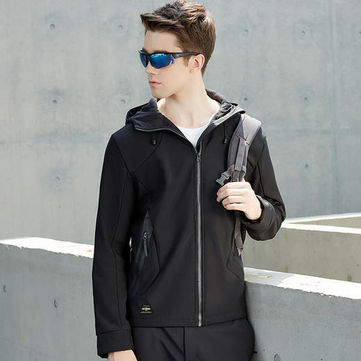 自由基地秋冬薄款单层轻质软壳连帽衫防风保暖防水冲锋衣风衣外套 NMJ-2003 商品图1