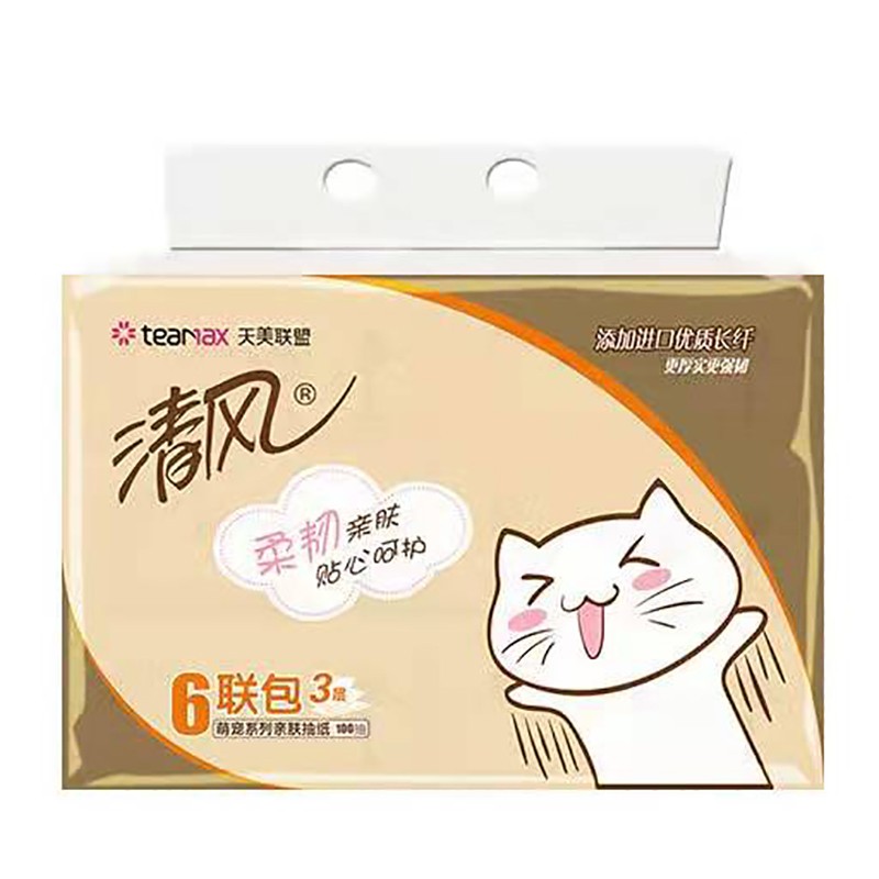 清风 萌宠系列亲肤抽纸6联包 AR62GDT  6922266477324