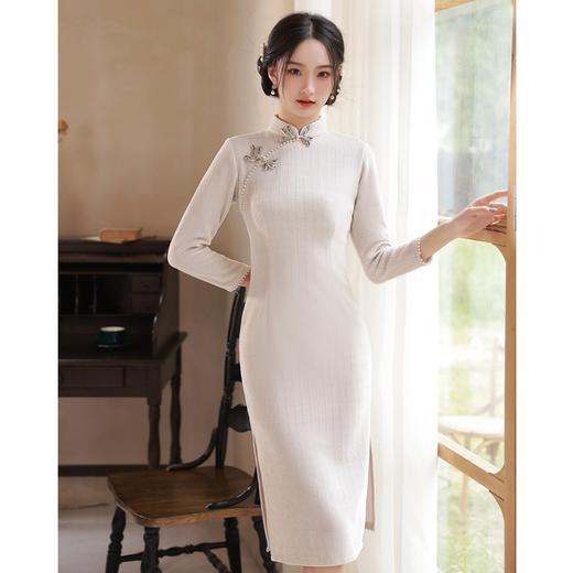 BJS-200改良复古气质少女旗袍年轻款 冬季新款优雅民国风雪尼尔旗袍裙 商品图2