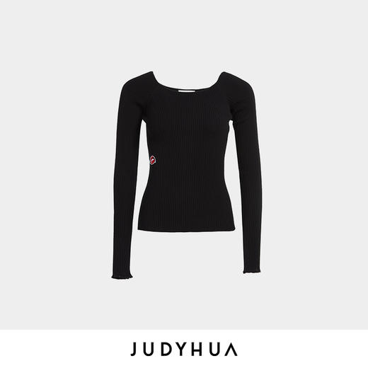 JUDYHUA 红唇设计一字领针织上衣 商品图2