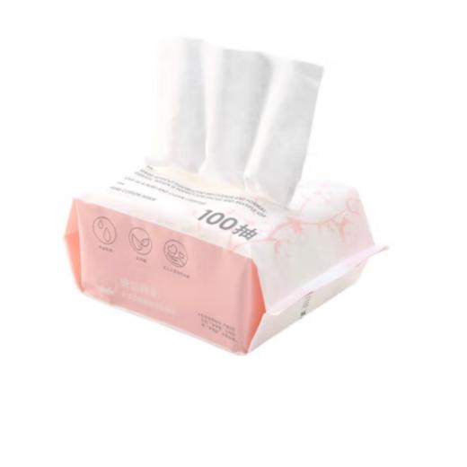 【专柜多样屋】-一次性洗脸巾婴儿用手帕纸干湿两用抽纸巾湿水可用 加厚棉柔巾洁面巾女家用巾美容 100抽随手包 商品图0