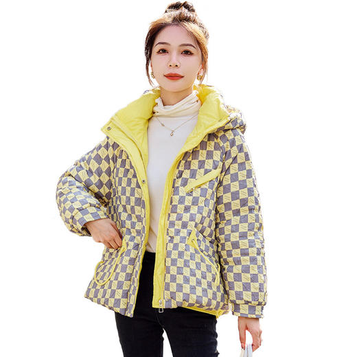 WA22959 2022年冬季新款短款羽绒服女宽松时尚格子设计感小个子加厚外套潮 商品图4