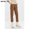 NEELLY纳俪商场同款冬季新款毛呢休闲裤女百搭咖色九分直筒烟管裤N22112H01147 商品缩略图0