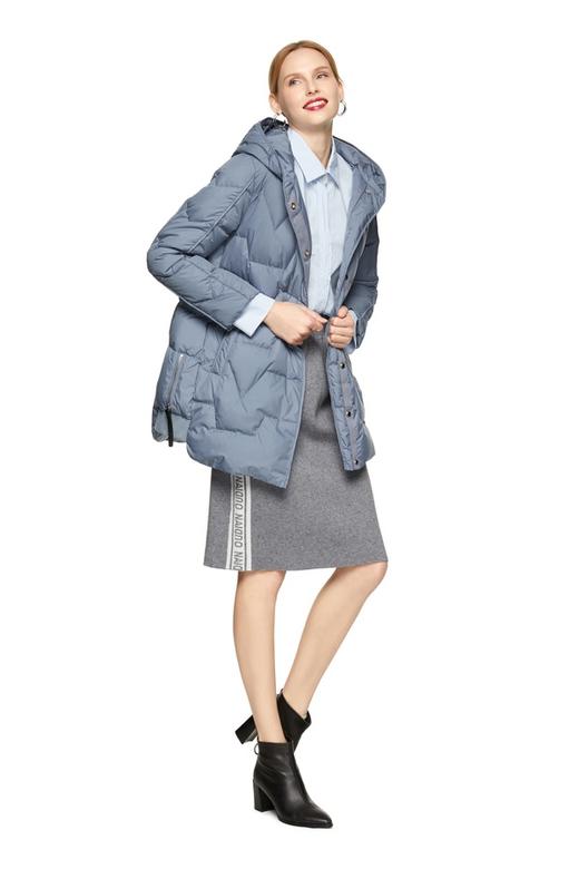 EXUN 灰蓝色绗缝连帽羽绒服 8214 商品图4