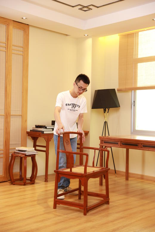 红桥红  家具严选  缅甸花梨（大果紫檀）【藤面 嘉木堂 矮靠背 南官帽椅】 商品图6