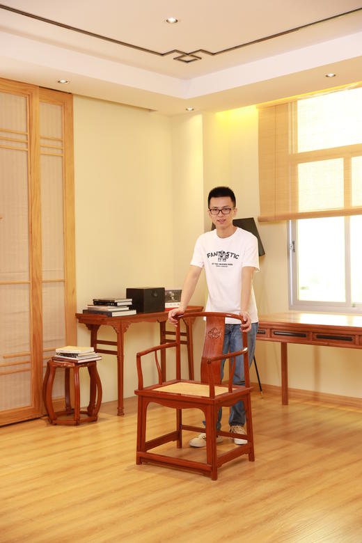 红桥红  家具严选  缅甸花梨（大果紫檀）【藤面 嘉木堂 矮靠背 南官帽椅】 商品图2