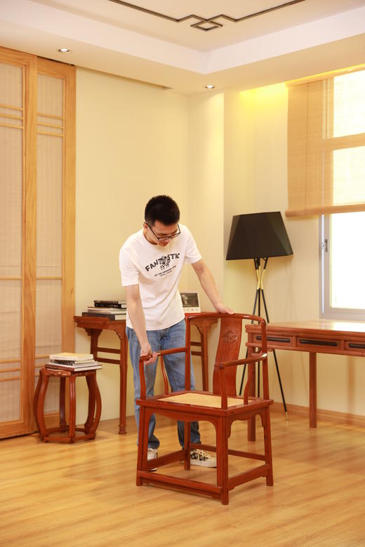 红桥红  家具严选  缅甸花梨（大果紫檀）【藤面 嘉木堂 矮靠背 南官帽椅】 商品图3