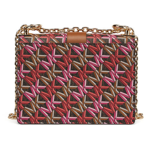 MICHAEL KORS 迈克.科尔斯MK 女士Greenwich系列小号老花斜挎包 深棕/牛皮棕/玫红 32H1GGRC1I 商品图2