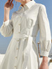 欧芮儿2020秋装新款长袖白色衬衫连衣裙女中长气质收腰A字百褶裙 商品缩略图1