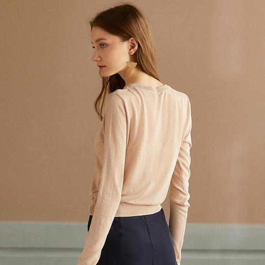 欧芮儿2018秋装新款修身显瘦字母刺绣螺纹长袖毛针织衫女薄 商品图1