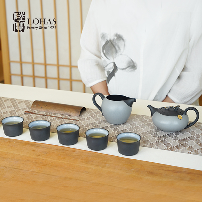 【彼达思】陆宝陶瓷 君如意功夫茶具套装 家用客厅现代简约1壶1海6杯茶具礼盒