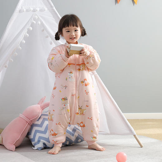 【纯棉呵护 呵宠四季】良良分腿睡袋婴幼儿秋冬纯棉夹棉睡袋防踢被四季通用款 商品图3