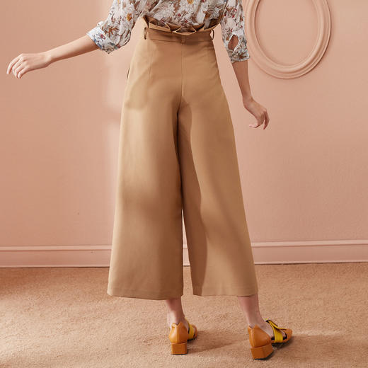 欧芮儿春装2019款女装收腰驼色直筒阔腿裤女裤宽松休闲九分裤潮 商品图1