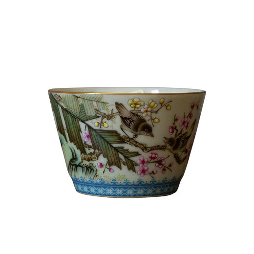 茶香记 龍御景窑 粉彩梅花蕉叶纹花鸟杯 釉上彩 古典清雅细腻灵动 商品图4