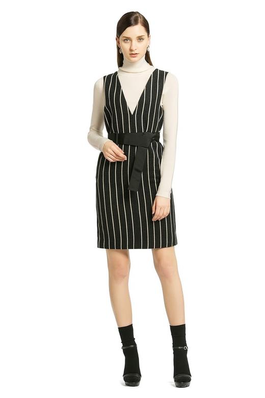 LILY 竖条纹V领连衣裙 424 商品图1