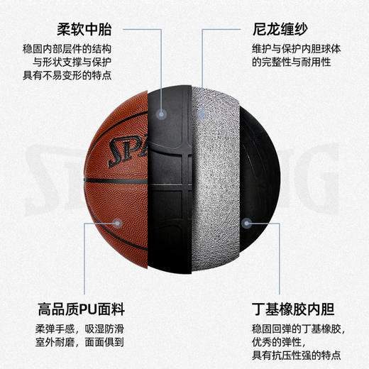 篮球---斯伯丁篮球正品室内外水泥地耐磨7号PU比赛76-892Y 商品图3