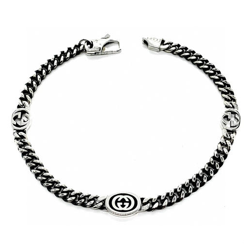 𝐆𝐮𝐜𝐜* 4mm双G黑珐琅logo手链 商品图0