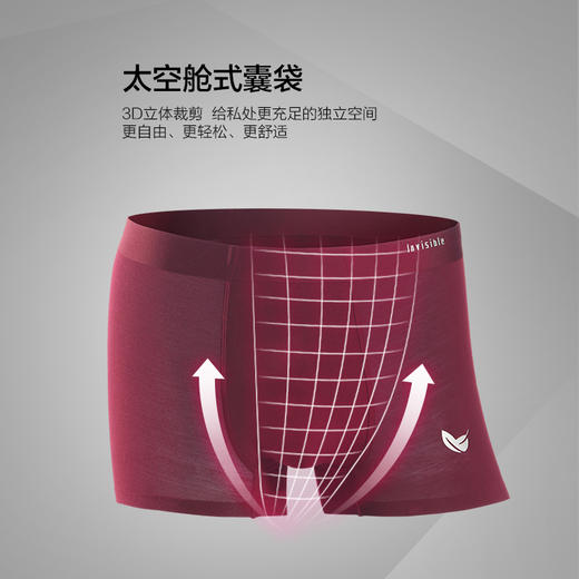 隐形盾 抗菌无痕亲肤柔软透气平头四角男士内裤2条装 商品图4