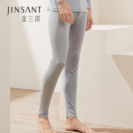 金三塔秋冬新品 真丝睡裤男100%桑蚕丝打底裤保暖秋裤   1NZM9C901 商品图0