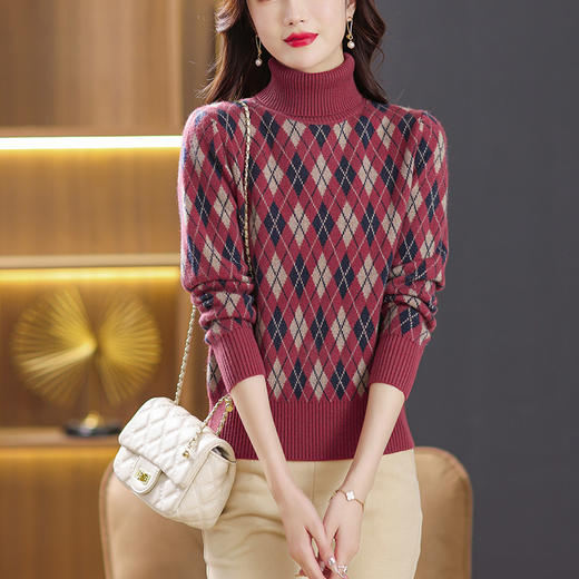 菱形格纹针织衫上衣内搭冬季打底衫CC-BBT-89782 商品图5