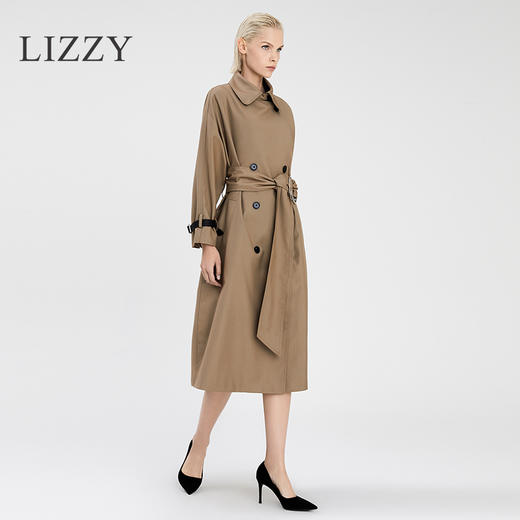 LIZZY 英伦风帅气翻领双排扣休闲知性通勤风衣长外套7719 商品图5