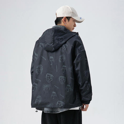 「秋冬加棉款！连帽潮服」韩路日系男装 2022秋冬新款机能风连帽棉服外套宽松满印潮牌夹克上衣 商品图1