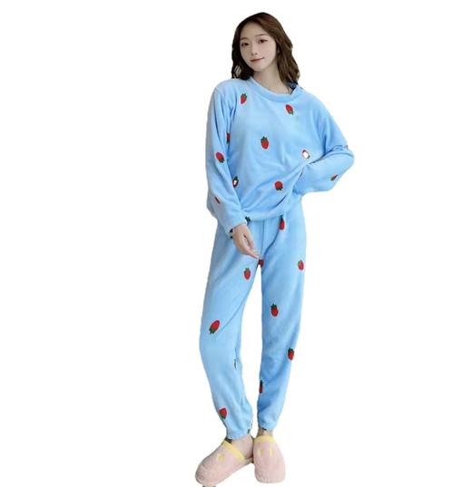 【秋冬保暖 新款草莓睡衣】新款加厚时尚套装秋冬大码日系居家服珊瑚绒草莓睡衣外穿套装 商品图4