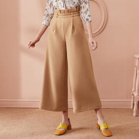 欧芮儿春装2019款女装收腰驼色直筒阔腿裤女裤宽松休闲九分裤潮