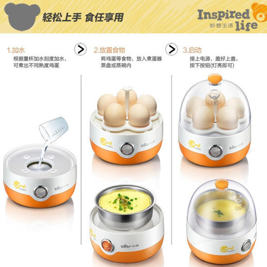 小熊煮蛋器蒸蛋器单层家用自动断电迷你鸡蛋羹神器蒸鸡蛋器蒸蛋机炖蛋器蒸蛋锅防干烧便携式ZDQ-2201 商品图3