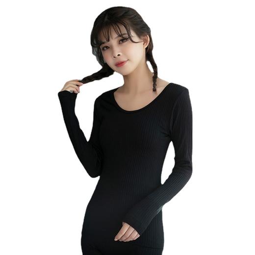 【买一送一 保暖内衣小熊螺纹套装！】女神必备，显瘦修身。秋衣秋裤，高弹力舒适穿着。轻薄无痕，性感迷人。锁定寒冬，享温暖。梦幻套装！ 商品图5