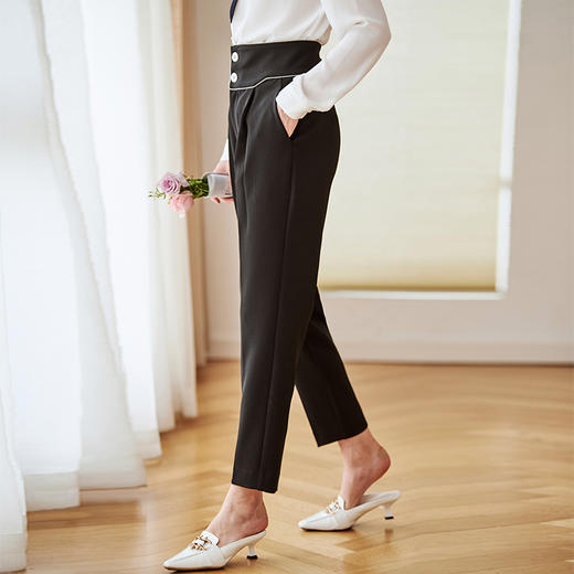 欧芮儿高腰显瘦休闲裤女2020秋季新款女装职业OL九分哈伦裤 商品图2