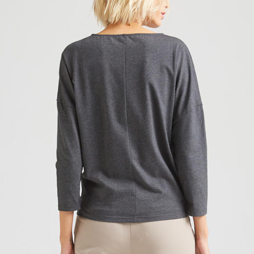 FOCALS福柯斯新款圆领宽松领长袖套头针织拼接T恤上衣FYLCN563AG 商品图2