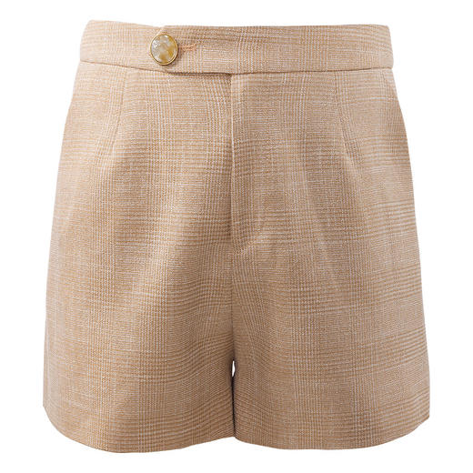 欧芮儿2022年春装新款高腰显瘦格子休闲裤女百搭宽松阔腿粉色短裤 商品图3