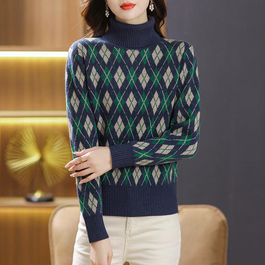 菱形格纹针织衫上衣内搭冬季打底衫CC-BBT-89782 商品图2