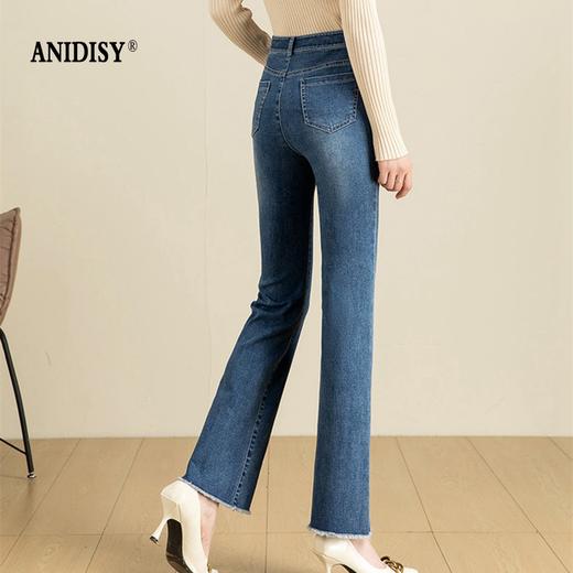 断码超值秒杀可换不退 微弹舒适中高腰拉链弹力毛边微喇叭牛仔裤 商品图2