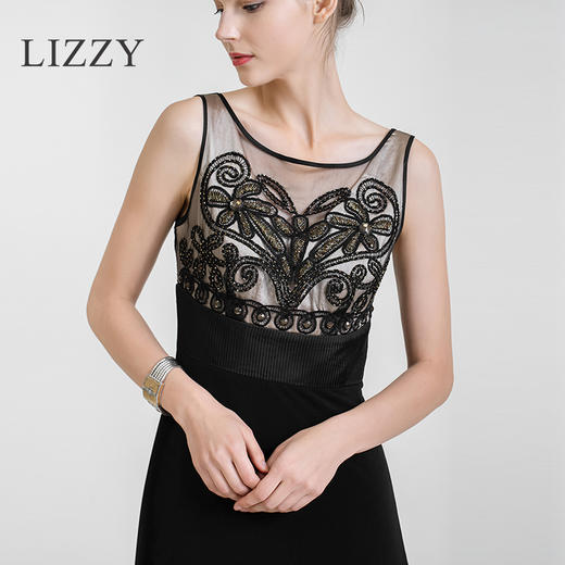 LIZZY 2024优雅轻奢高级感重工刺绣大摆轻礼服露背连衣裙3997 商品图2