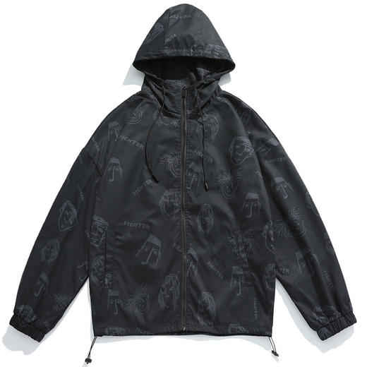 「秋冬加棉款！连帽潮服」韩路日系男装 2022秋冬新款机能风连帽棉服外套宽松满印潮牌夹克上衣 商品图4