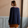 欧芮儿毛衣外套女韩版2019秋装蓝色针织开衫长袖宽松外穿中长 商品缩略图1