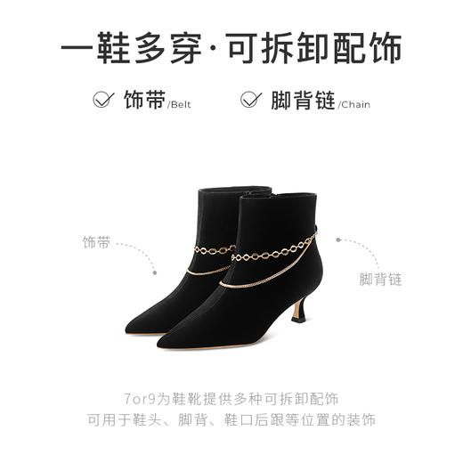 7or9空气棉短靴秋冬通勤黑气质尖头黑桑葚5cm跟高 商品图4