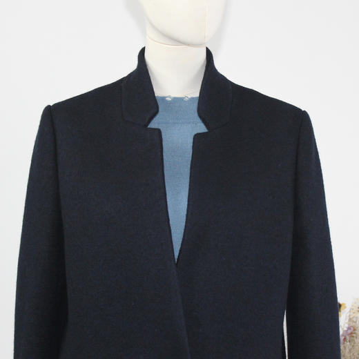 FOCALS福柯斯冬季新款休闲长款纯色一粒扣羊毛大衣外套F2YDK839B7 商品图3