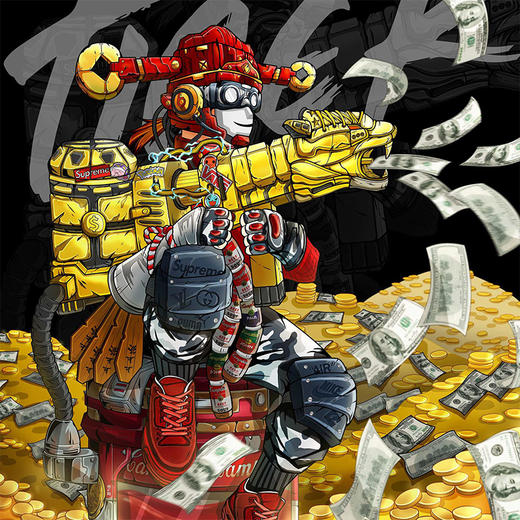 收藏系列《喷钱虎》 潮流艺术版画 限量199版 52.5*72.5cm 商品图3