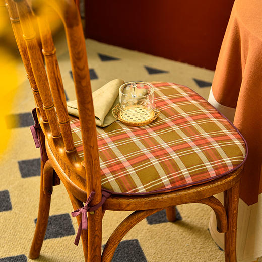 复古英伦格纹系列椅垫中式四季通用坐垫 商品图1